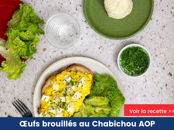 Œufs brouillés au Chabichou du Poitou AOP